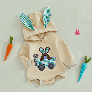 Plaid Bunny Ear Hooded Onesie