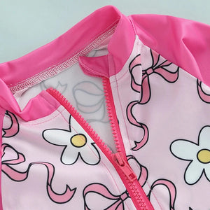 Summer Pink Long Sleeve Swimsuit & Hat