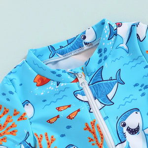 Short Sleeve Shark Swimsuit