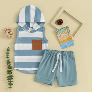 Striped Hooded Tank & Shorts