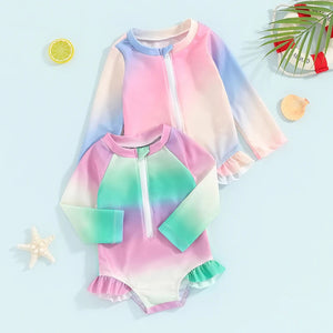 Long Sleeve Tie Dye Swimsuit