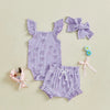Ribbed Ruffle Ribbon Outfit & Bow
