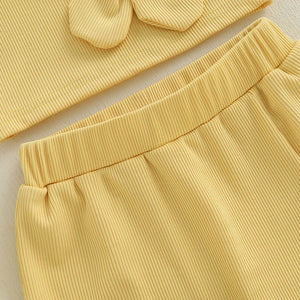 Ribbed Flower Button Skort Outfit