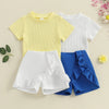 Solid Ribbed Ruffled Skort Outfit