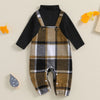 One Piece Plaid Overalls Romper