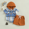 Plaid Hooded Romper & Shorts