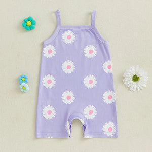 Ribbed Summer Flower Romper