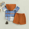 Plaid Hooded Romper & Shorts