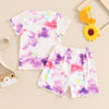 Ribbed Ruffle Tie Dye Shirt & Shorts