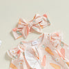 Floral Carrot Ruffle Onesie & Bow