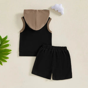 Solid Hoodie Top & Shorts
