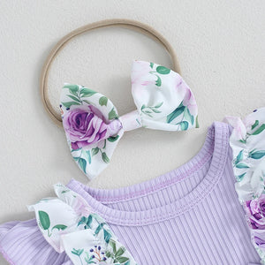 Purple Pauline Floral Dress & Headband