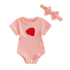 Pink Ribbed Onesie & Headband