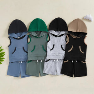 Solid Hoodie Top & Shorts