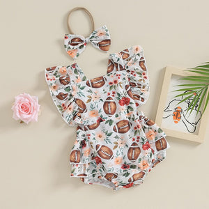 Floral Football Romper & Headband