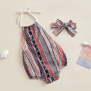 USA 4th of July Romper & Bow