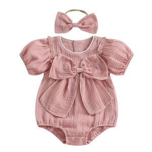 Elegant Ellie Bow Romper & Headband
