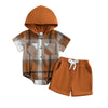 Plaid Hooded Romper & Shorts