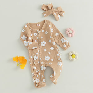 Flower Footie Onesie & Bow