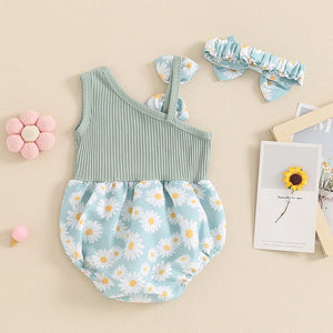 Off Shoulder Daisy Bow Romper & Headband