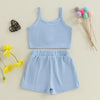 Ribbed Flower Button Skort Outfit