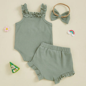 Ruffled Summer Flowers Outfit & Bow