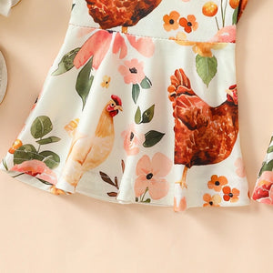 Floral Spring Chicken Romper