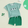 Three Little Clovers Striped Outfit