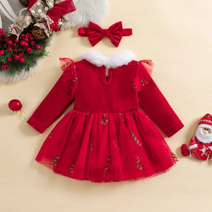 Plush Christmas Belt Dress & Headband