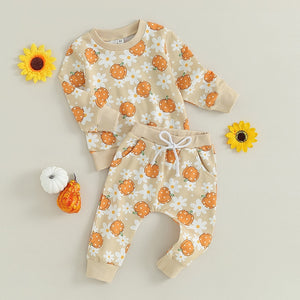 Daisy Pumpkin Fall Jogger Set