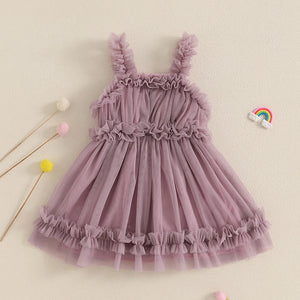 Solid Skyla Mesh Ruffle Dress