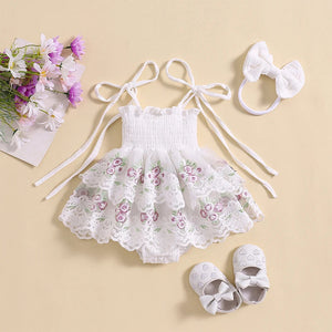 Embroidered Floral Dixie Dress & Headband