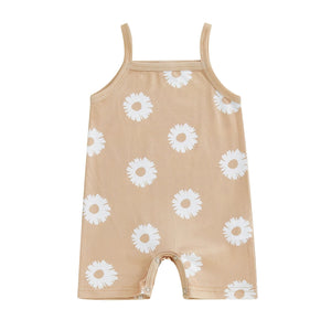 Ribbed Summer Flower Romper