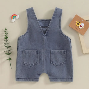 Denim Overalls Knot Romper