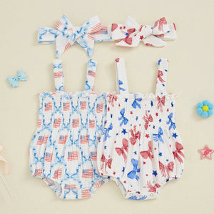 Summer 4th of July Romper & Bow