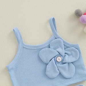Ribbed Flower Button Skort Outfit