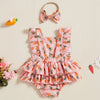 Floral Carrot Ruffle Romper & Headband