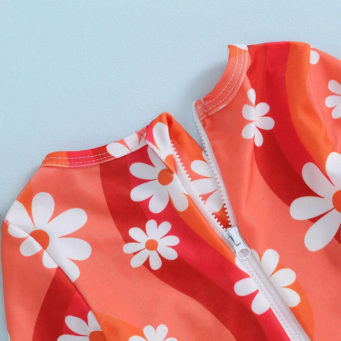 Groovy Flower Long Sleeve Swimsuit