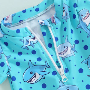 Short Sleeve Shark Swimsuit