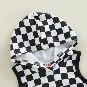 Crayton Checkered Sleeveless Hoodie & Shorts