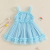Solid Skyla Mesh Ruffle Dress