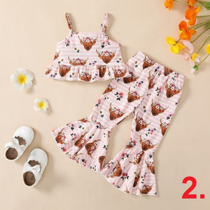 Floral Summer Cow Ruffled Outfit