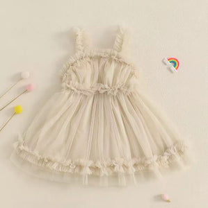 Solid Skyla Mesh Ruffle Dress