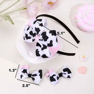 3 Piece Cow Headband & Clips