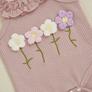 Ruffled Summer Flowers Outfit & Bow