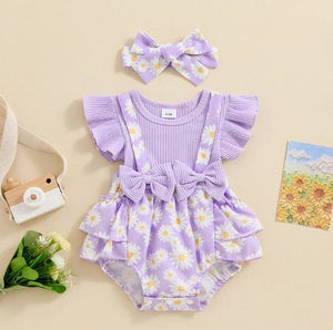 Ruffled Daisy Mae Romper & Bow