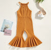 Solid Ribbed Bell Bottom Romper