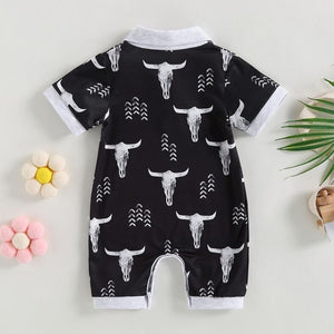 Western Boy Collared Romper