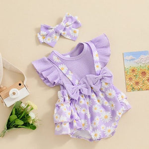 Ruffled Daisy Mae Romper & Bow