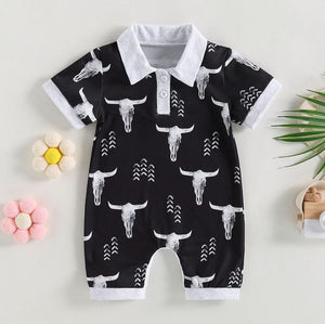 Western Boy Collared Romper